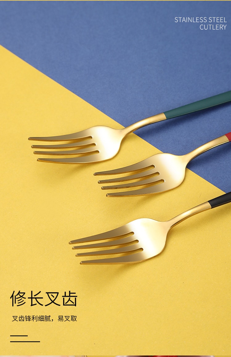 【中國直郵】親太太不銹鋼餐具便攜套裝筷子湯匙餐具盒 綠金湯匙筷子+對合盒