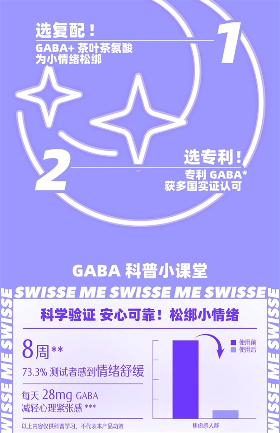 【中國直郵】Swisse斯維詩 睡眠軟糖GABA氨基丁酸茶氨酸晚安軟糖 非褪黑素 30粒/盒