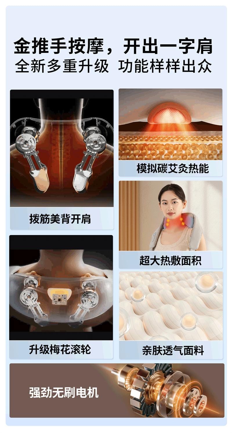 【中国直邮】 妙界 R5肩颈按摩仪揉捏开肩金推手背部腰部按摩器 海盐灰 1个