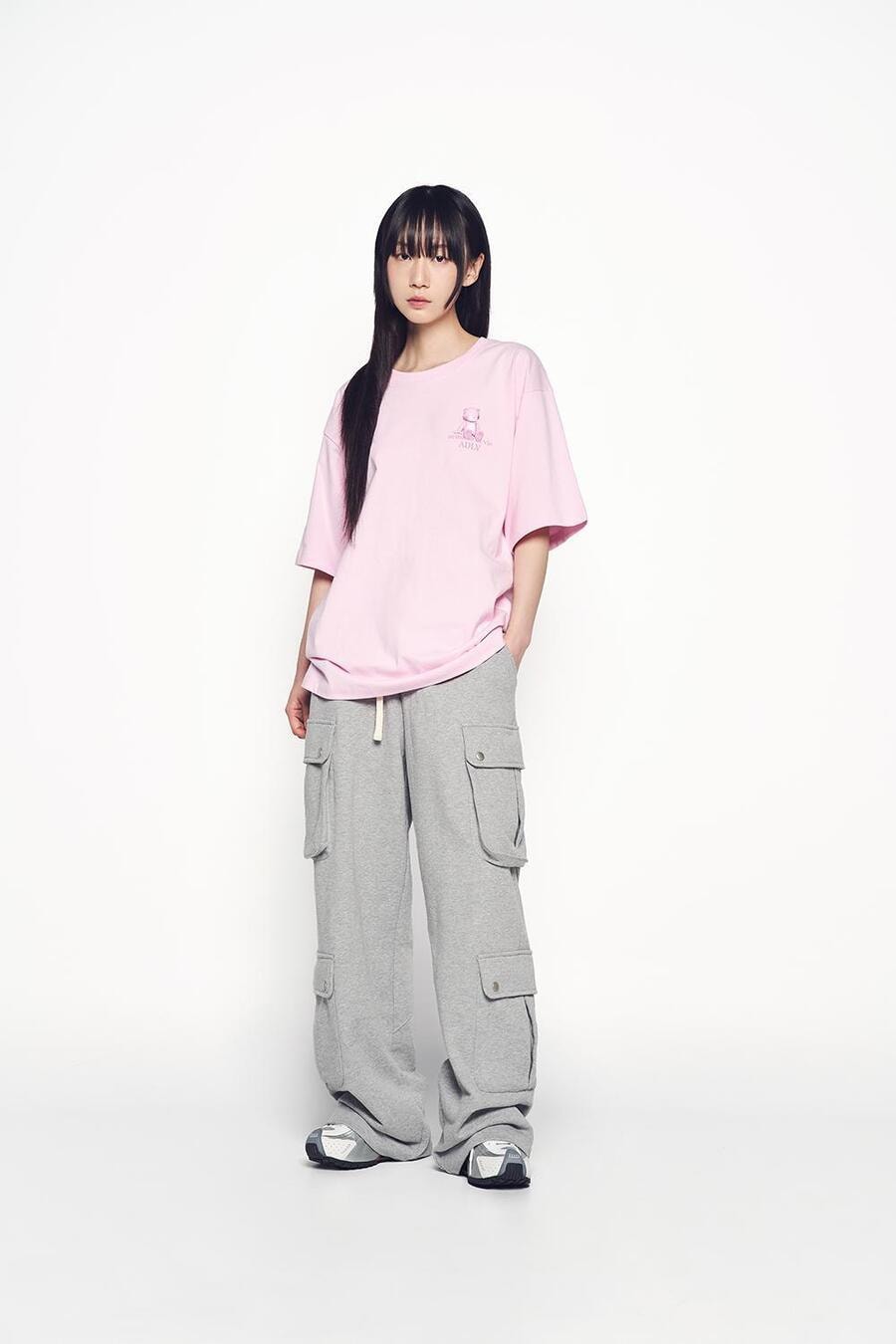 【韩国直邮】 韩国 acmé de la vie ADLV AC BEAR 单色基本款 LOGO 短袖 T 恤 浅粉色 2