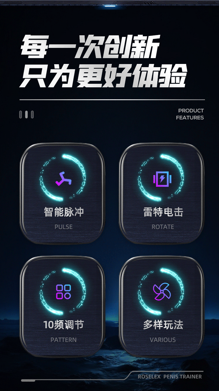 【中国直邮】ROSELEX 男用品锻炼器脉冲电击降低龟头敏感度训练器 成人用品