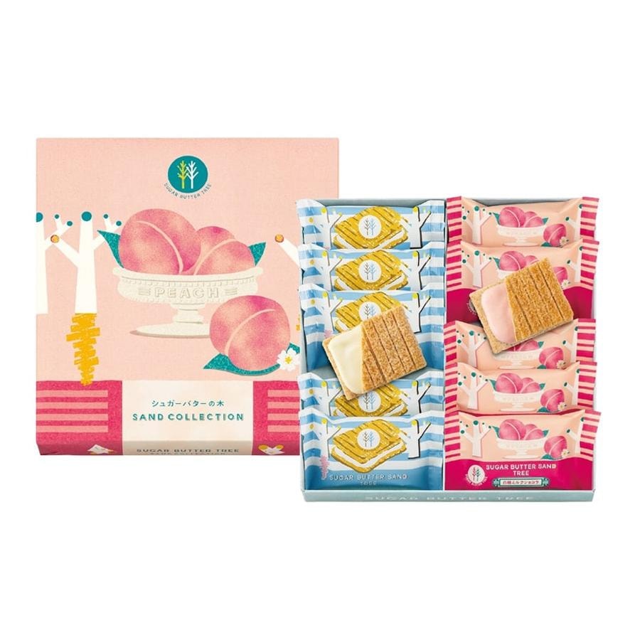【日本直郵】 日本 砂糖奶油樹 季節限定 白巧+白桃 穀物夾心餅乾 12枚入
