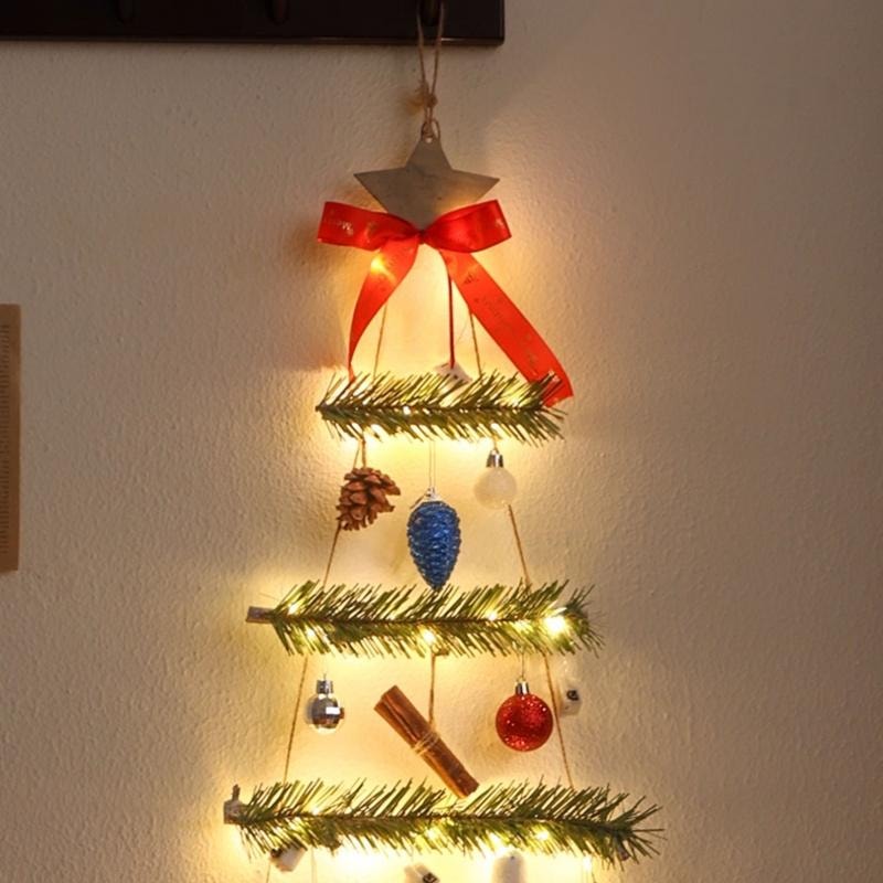 【中國直郵】 爪哇島 牆貼聖誕裝飾 折疊發光掛飾 家用套裝 綠色