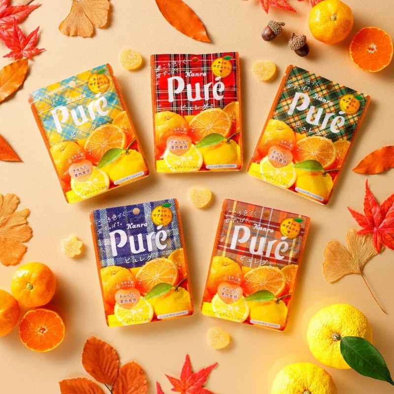【日本直郵】日本KANRO PURE 期限限定 果汁彈性軟糖 柚子橘子口味 56g