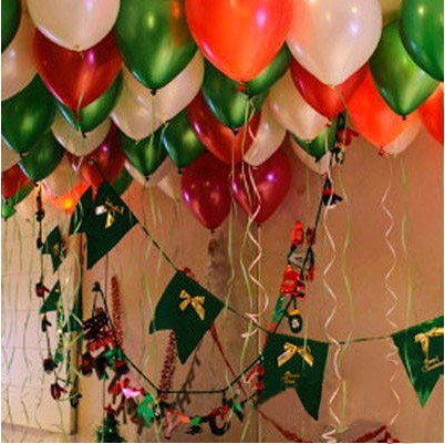 PuTwo派对聚会乳胶红白绿气球100个装