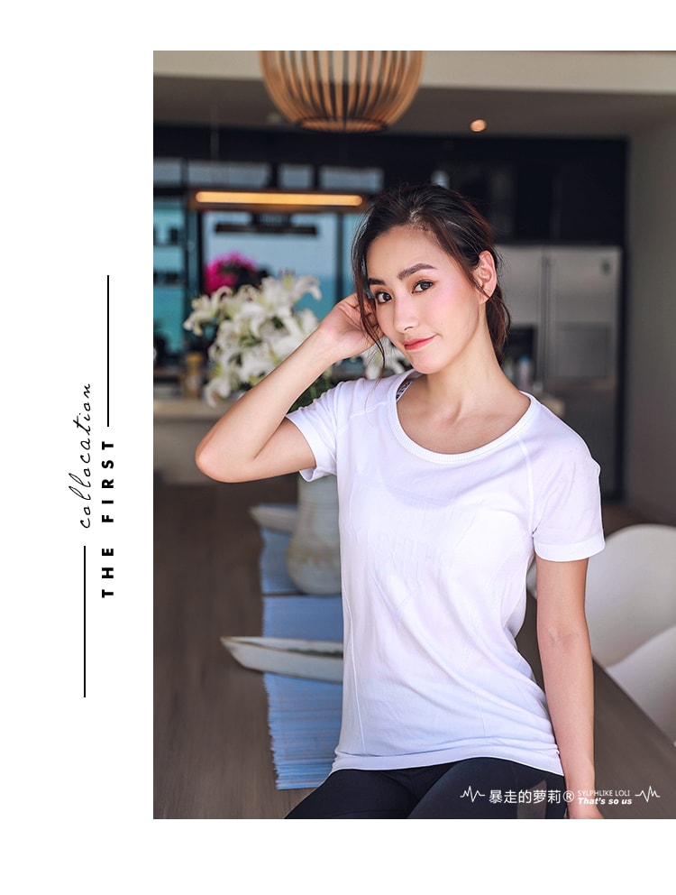 暴走的萝莉 圆领运动短袖女透气薄款夏 显瘦T恤速干跑步健身上衣/灰色#/M
