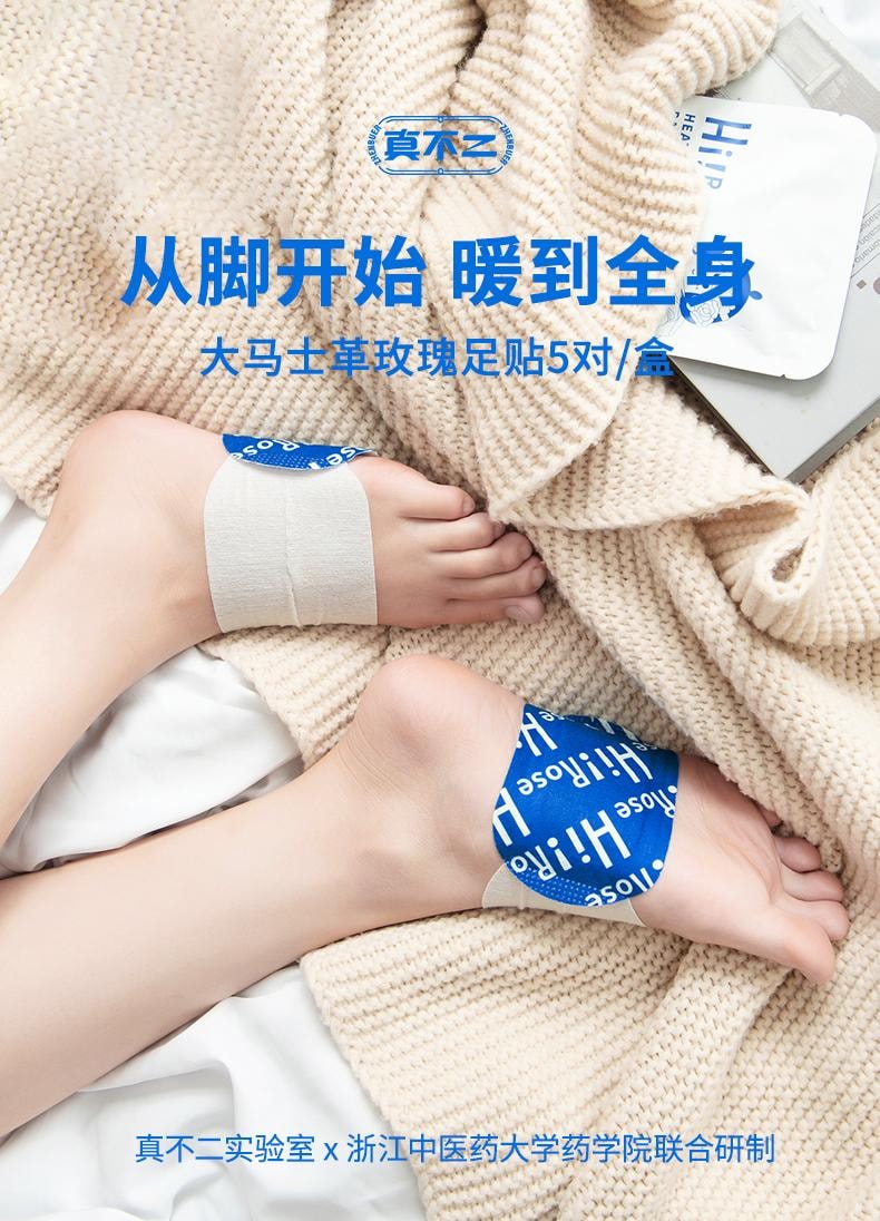 【中國直郵】 真不二 大馬士革玫瑰熱灸足貼 艾草暖腳貼暖足貼 5對/盒