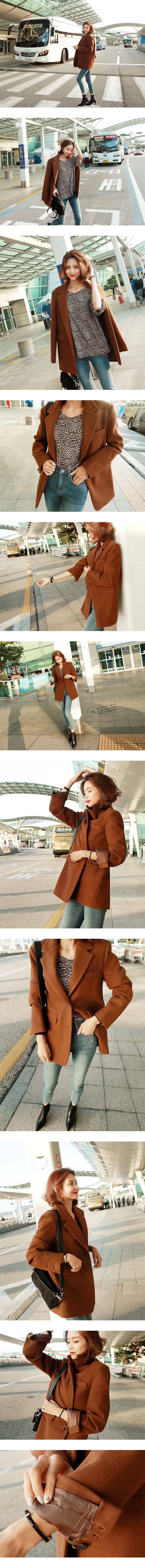 [韩国直邮] WINGS 韩国超大长单排扣西装外套女 #褐色 L(38-40)