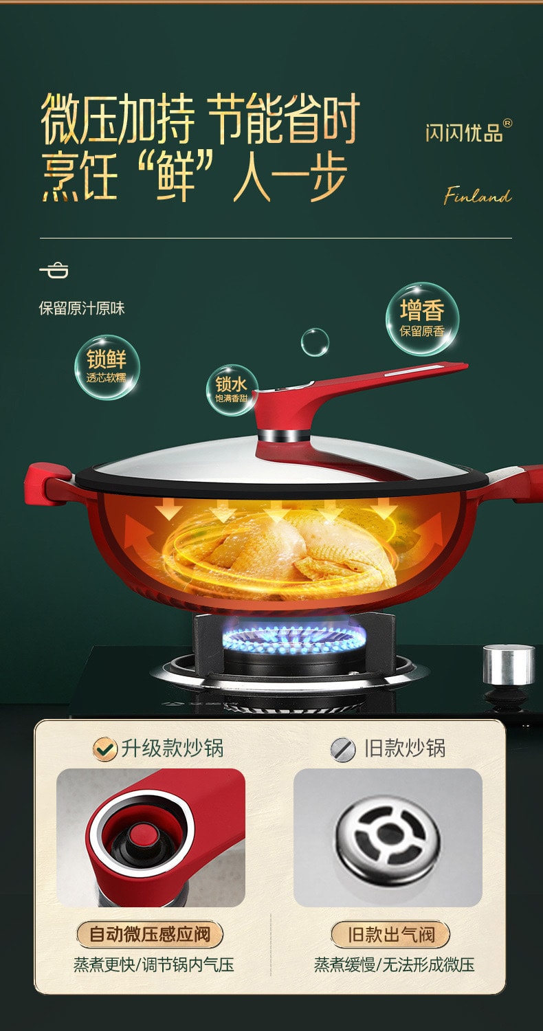 閃閃優品家用麥飯石不沾鍋 炒菜鍋-可立電磁爐瓦斯平底鍋-楓葉紅30CM