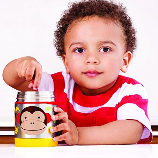 SKIP HOP Baby Zoo Little Kid and Toddler Insulated Food Jar and Spork Set- Multi Marshall Monkey