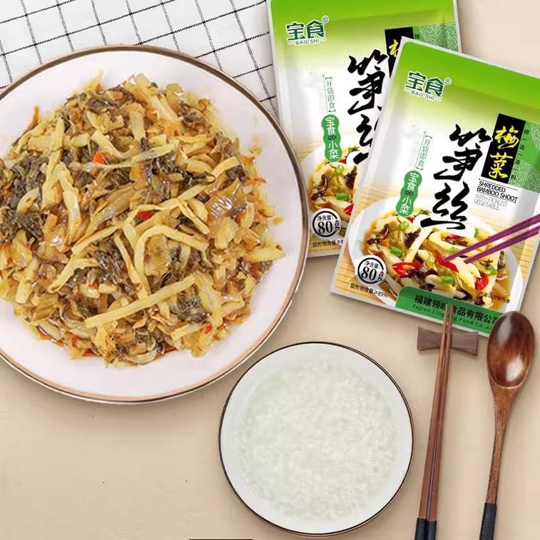 【中国直邮】 宝食 原味梅菜笋丝 脆笋开胃雪菜咸菜榨菜佐餐配粥下饭菜 80g/袋