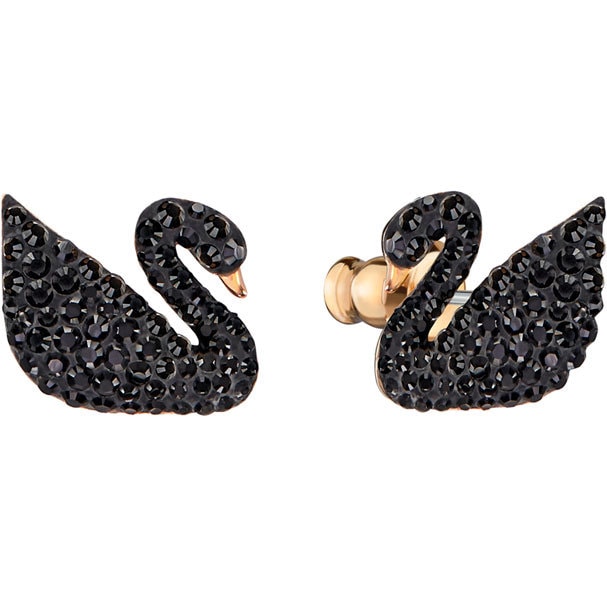 奥地利SWAROVSKI ICONIC SWAN 穿孔耳环花托 黑色 镀玫瑰金色 