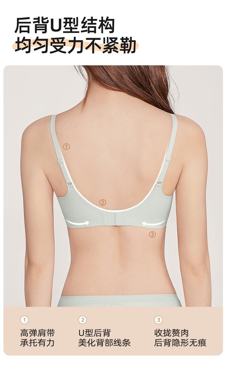 幸棉 黑色M码 夏季隐形无痕文胸舒适软支撑无钢圈聚拢收副乳防下垂内衣薄款美背光面胸罩