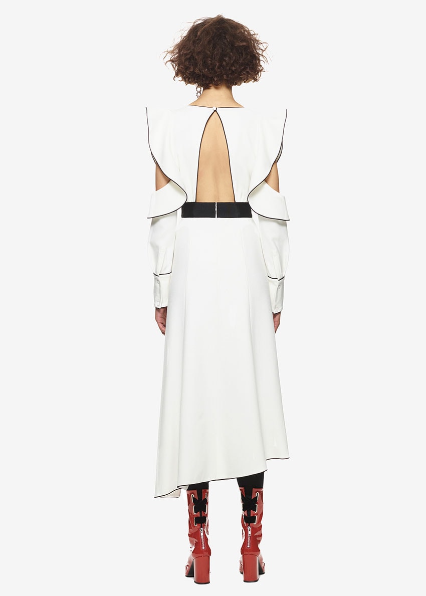 Monochrome Asymmetric Wrap Dress White UK8