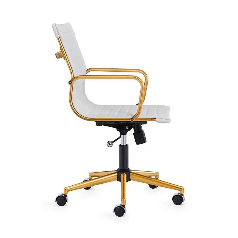 【美国现货】LUXMOD会议办公椅 白色+金色扶手底座 单人位