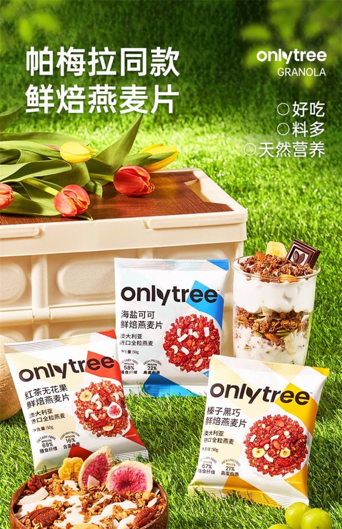 【中国直邮】onlytree 烘焙燕麦片水果坚果 即食冲饮营养谷物早餐 海盐可可10袋装