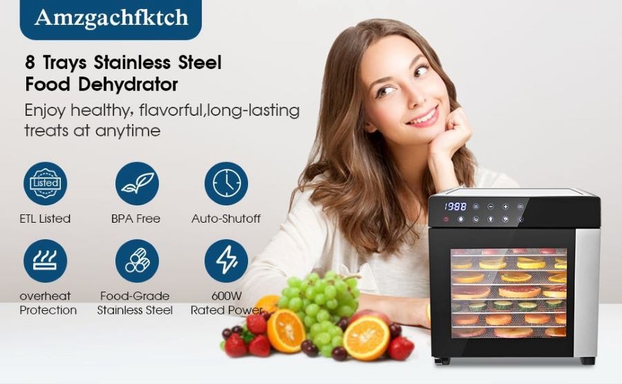 【美國直郵】Amzgachfktch不鏽鋼大容量乾果機 水果 肉乾 點心 寵物食品