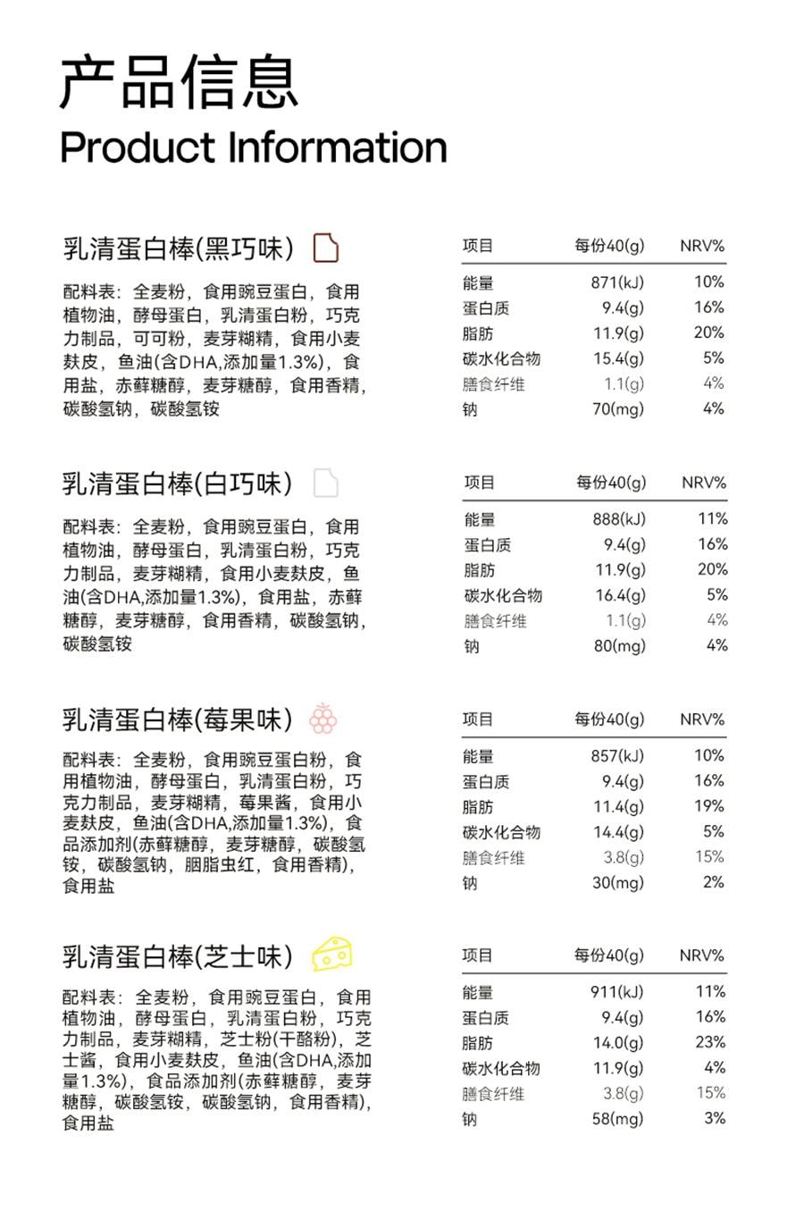 Chuji Whey Protein Bar meal Replacement with zero energy reduction and low Wafers with berry flavor 360g per box