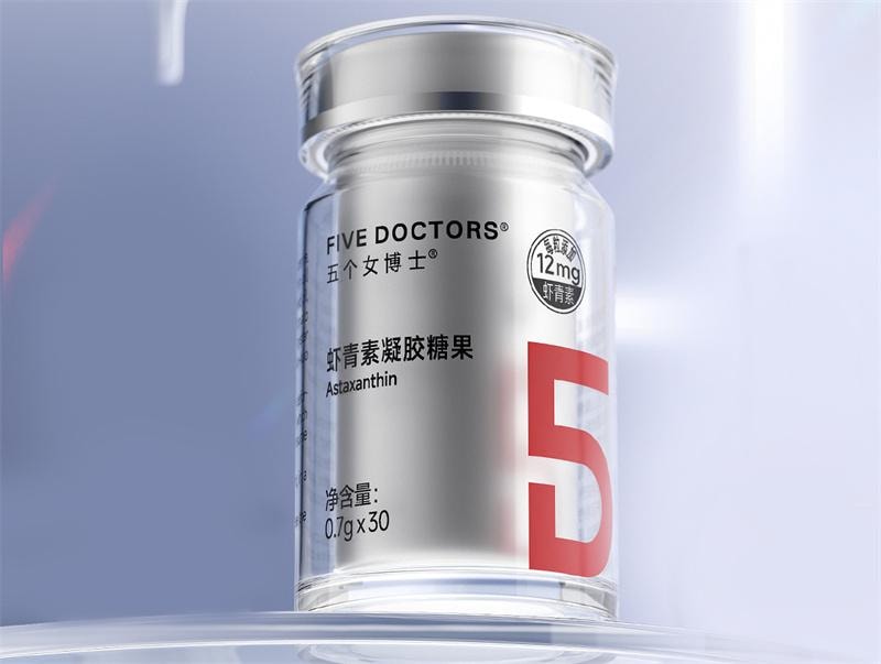 【中国直邮】 五个女博士 虾青素凝胶糖果 12mg虾青素胶囊口服雨生红球藻进口白番茄  30粒/瓶