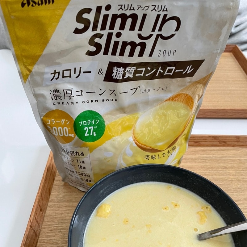 日本朝日ASAHI SLIM UP SLIM 膠原蛋白代餐粉 減肥瘦身粉 低糖質代餐粉 濃厚奶油玉米濃湯 360g