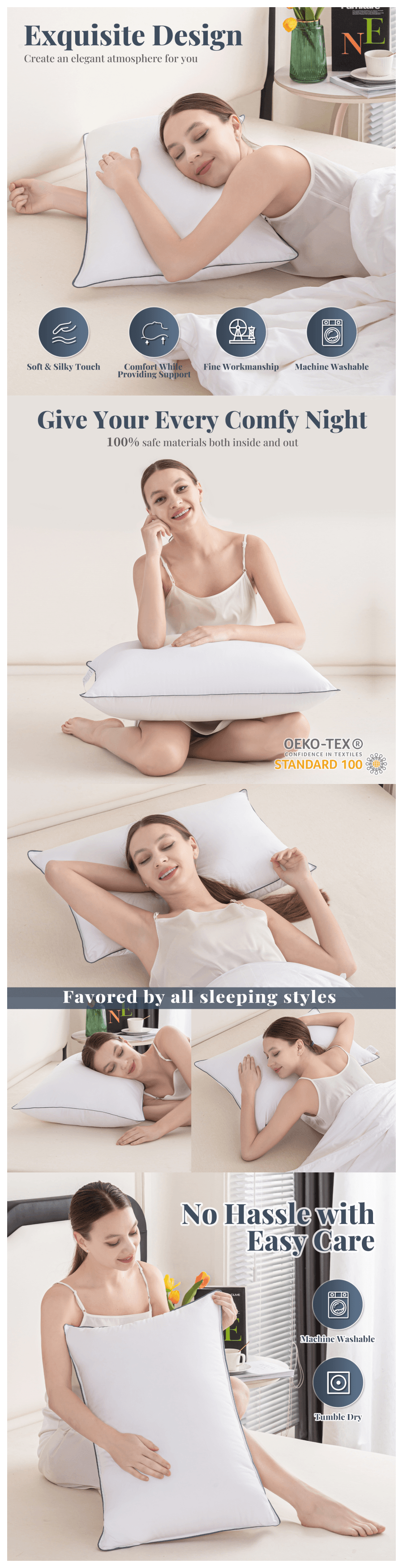 【美國直郵】全棉對枕Q灰色 Q 48*71CM