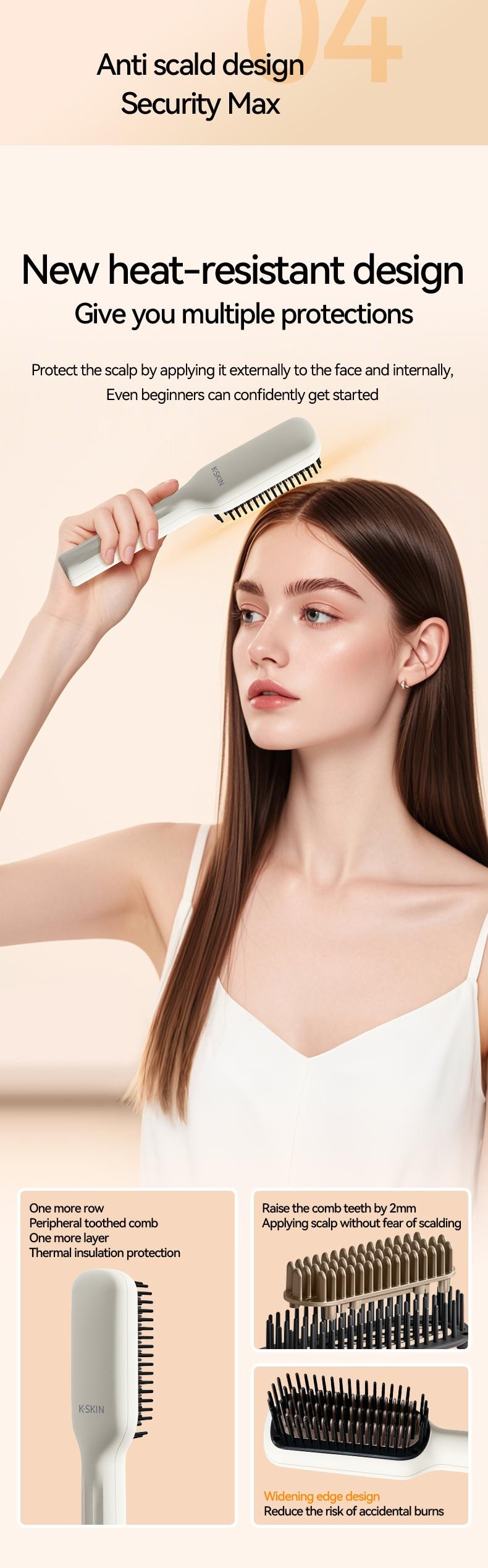 金米 直板夾 捲髮棒 持久電梳子 不傷髮 家用小型直髮梳 KD680C 1台