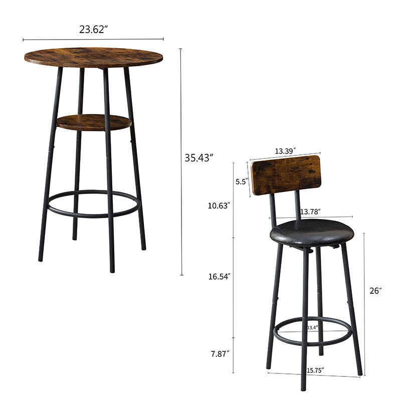【美国现货】LUXMOD 中古风圆形的餐桌两层的小餐桌
