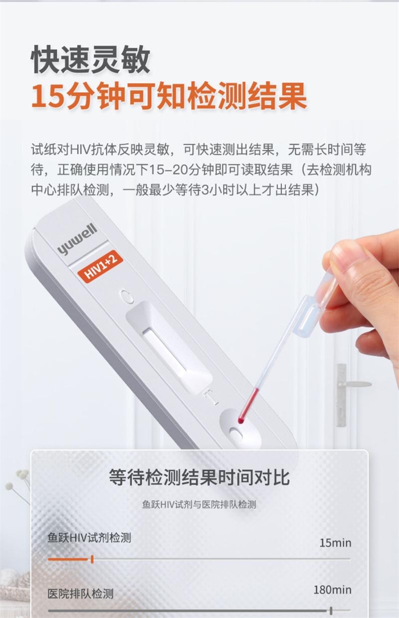【中国直邮】 鱼跃 HIV测试试纸1盒非四代hiv检测纸四联试剂纸自检非四代试剂盒