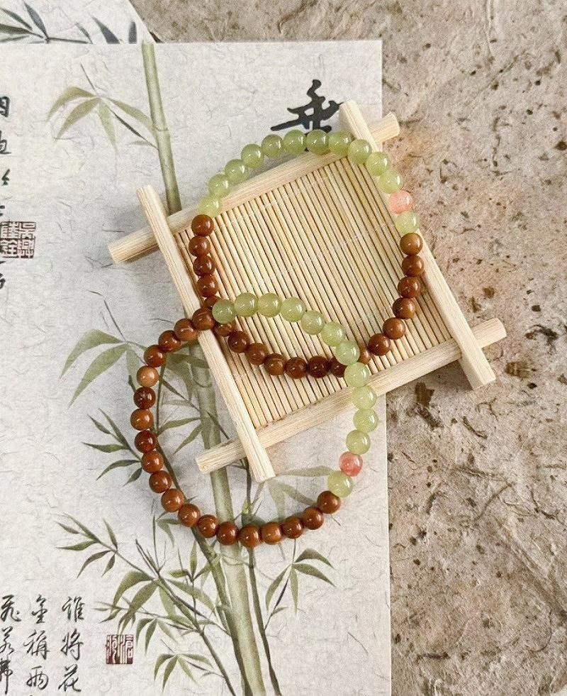 【富贵吉祥】新疆库克和田玉手串6mm | 天然碧玉圆珠 | 招财平安手链 新年圣诞生日送礼佳选