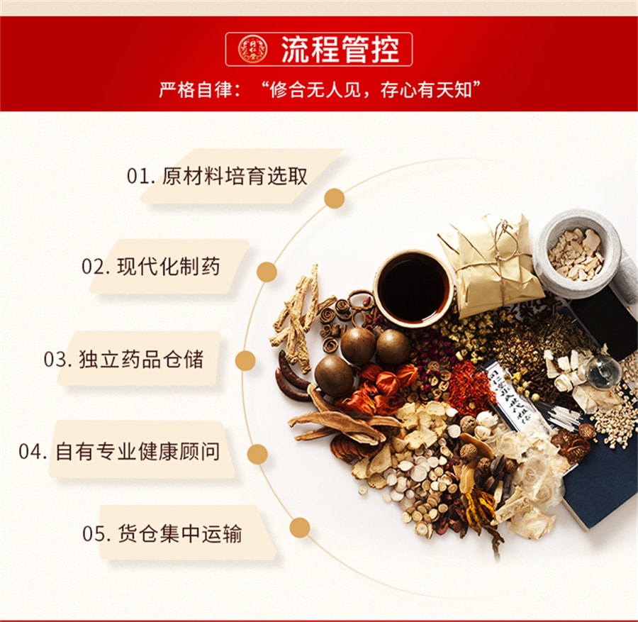 【中国直邮】同仁堂 归芍地黄丸中药阴虚火旺足跟疼痛肝肾两亏口干津少 9g*10丸/盒