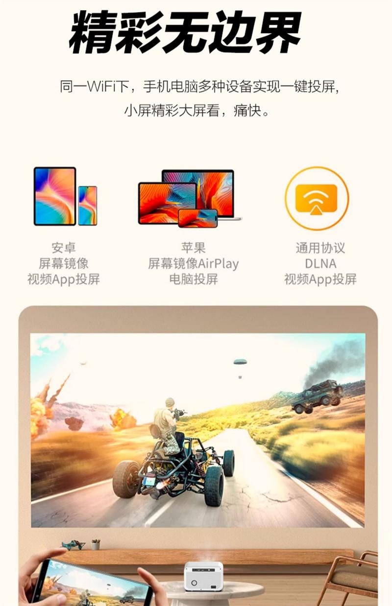 【中國直郵】 康佳 超高畫質投影機家用雷射家庭劇院小型一體C1投影機 白色 1個裝