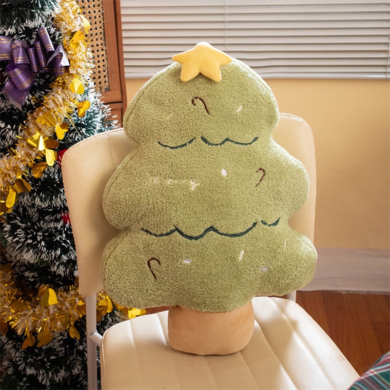 【中國直郵】 FOXTAIL 聖誕樹彩色線條抱枕 聖誕節裝飾 沙發靠墊 床上靠枕 卡通/柔軟舒適-綠色(55cm) 1個*|預計到達時間3-4週