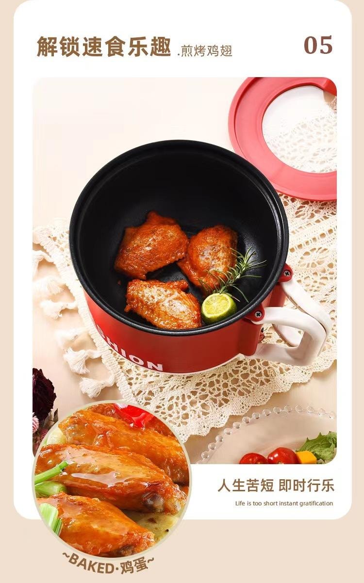 FOXTAIL 美规110v多功能小型电煮锅 电热锅 家用 迷你 学生 宿舍 火锅 泡面 -白色多功能锅+蒸笼 1套*