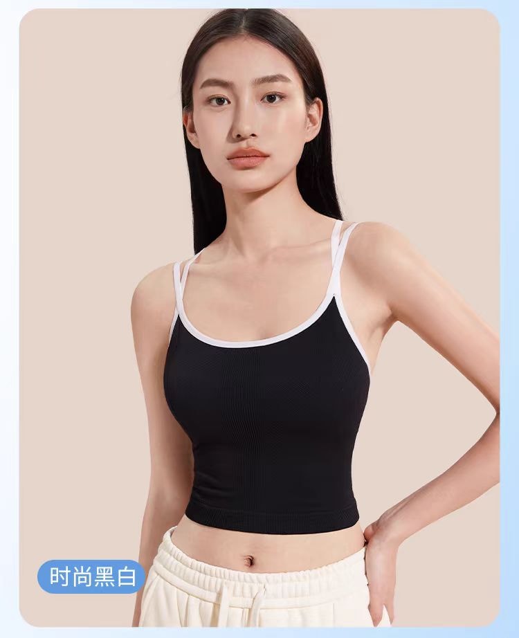 【中国直邮】奶糖派  带胸垫文胸背心内衣 黑色 S 1件|*预计到达时间3-4周