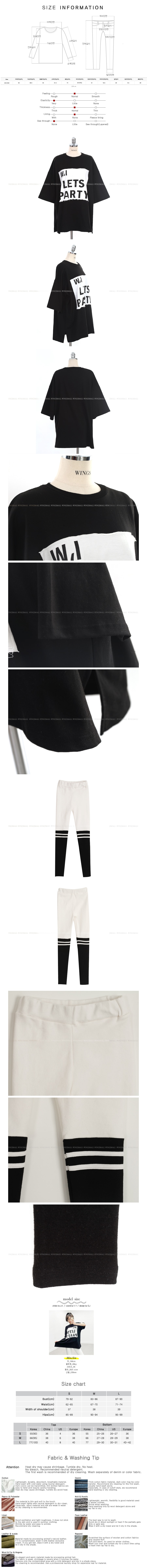 Oversized Patchwork T-Shirt+Color-Block Leggings #Black One Size(S-M)