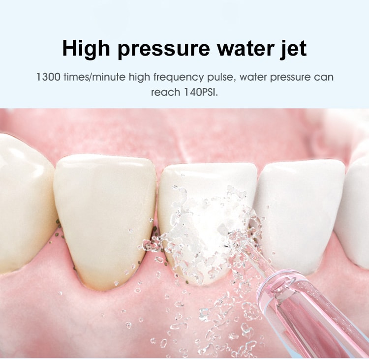 Water Flosser Teeth 4 Type Nozzle Cleaner Oral Irrigator Pink