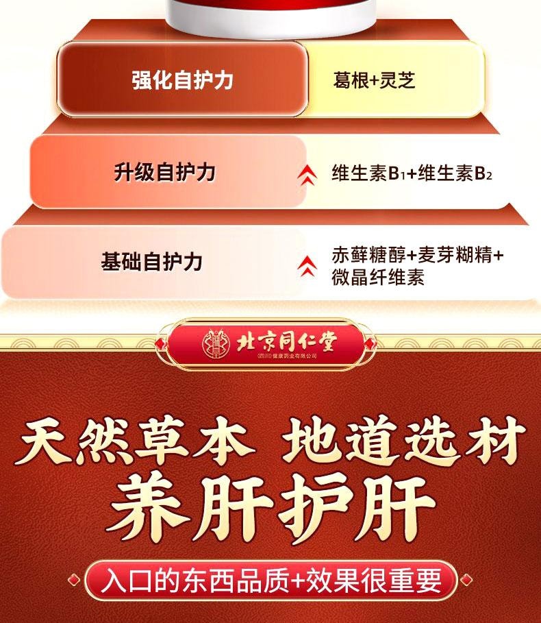 【中国直邮】  北京同仁堂 葛根灵芝片75g  护肝喝酒熬夜养肝