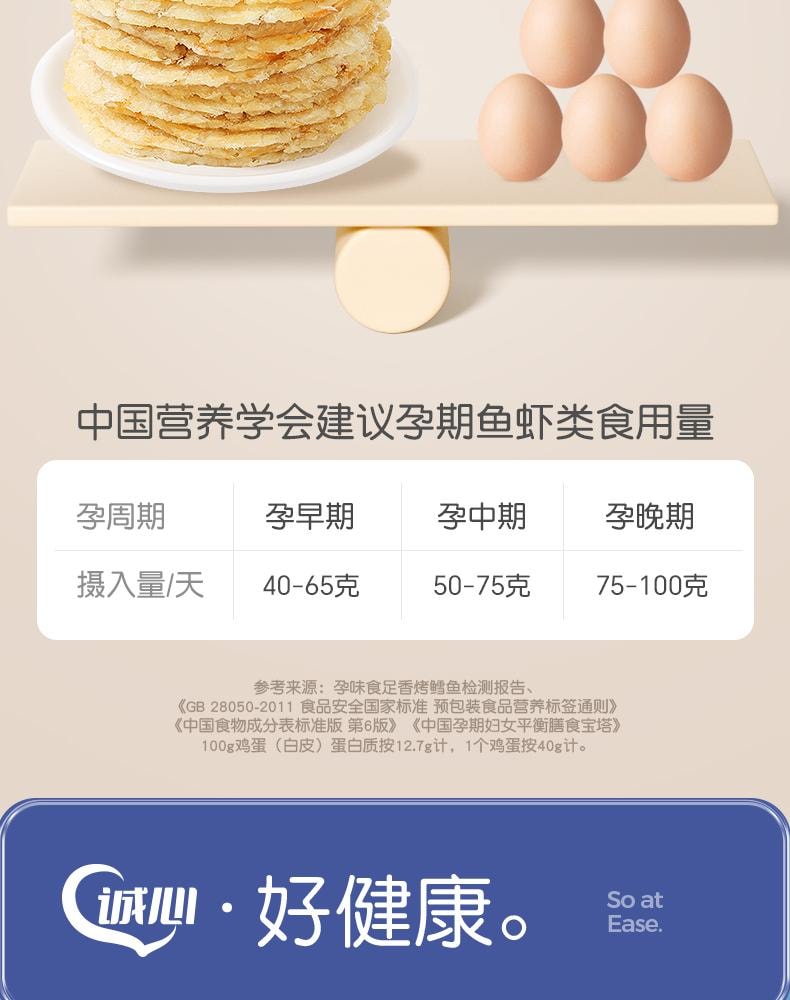 【中國直郵】 孕味食足 烤鱈魚片孕婦可吃零食高蛋白營養休閒懷孕食品海鮮烤魚片80g/盒