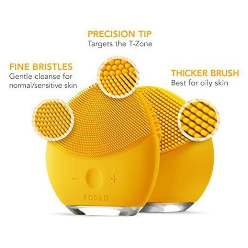 FOREO mini 2 Facial Cleansing Brush Gentle Exfoliation and Sonic Cleansing for All Skin Types--Yellow