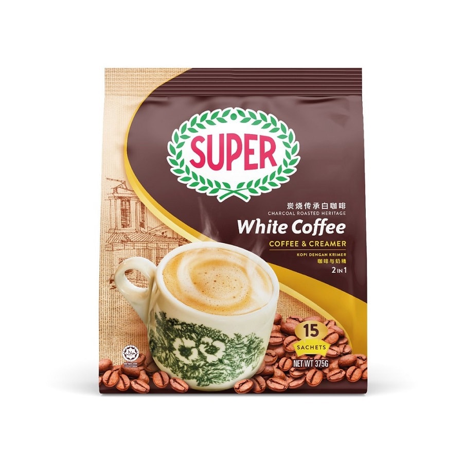 【马来西亚直邮】 马来西亚 SUPER 超级 炭烧超浓香醇二合一白咖啡 25g x 15