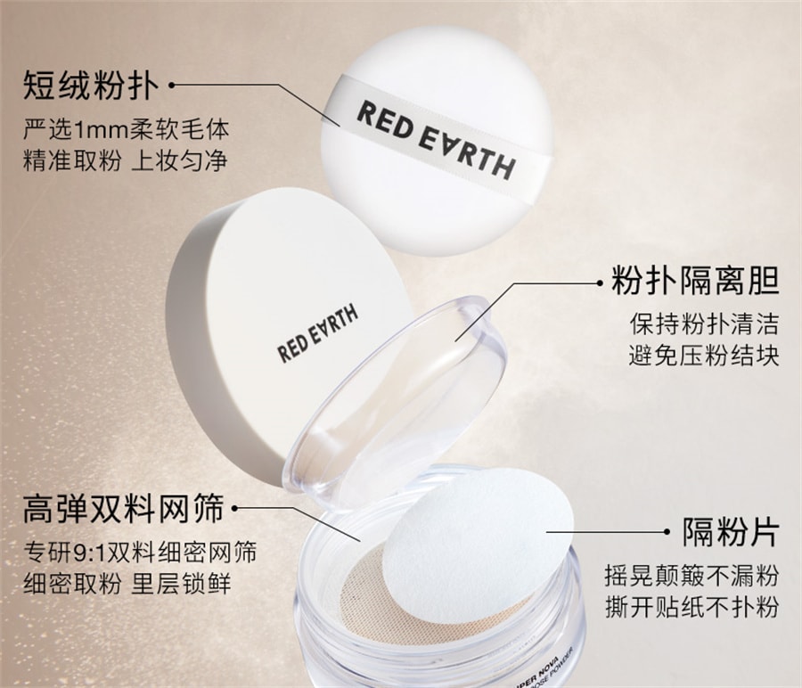 【中国直邮】redearth红地球 散粉定妆蜜粉控油持久不脱妆细腻不飞粉哑光肌油皮 P40象牙白 6.5g