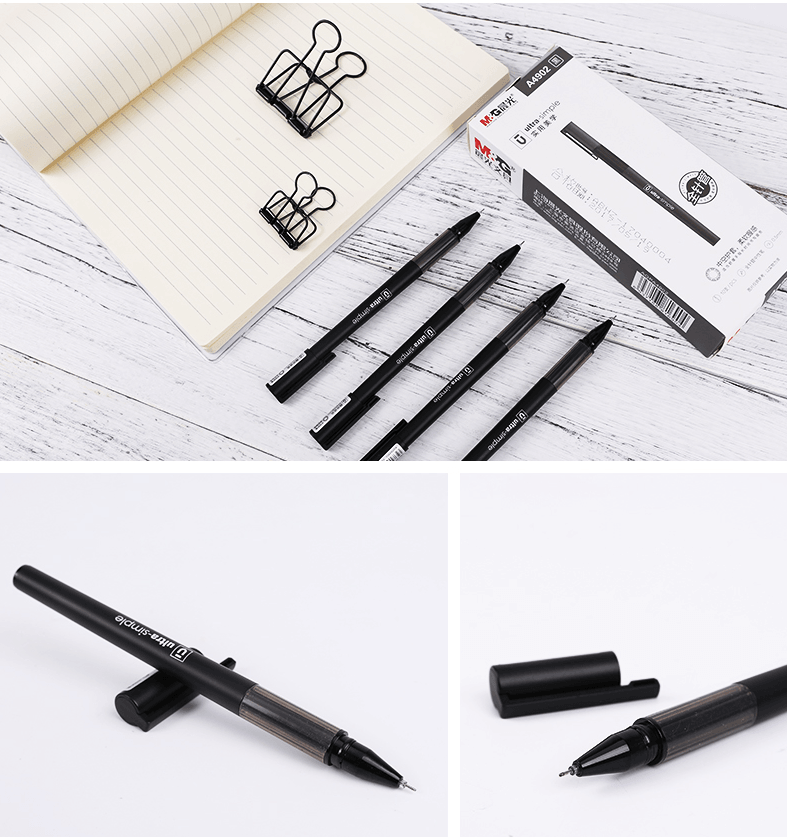 已淘汰[中國直郵]晨光M&G優品中性筆AGPA4902水筆0.5全針管筆芯中空護套簽字筆黑色 盒裝 10支/盒