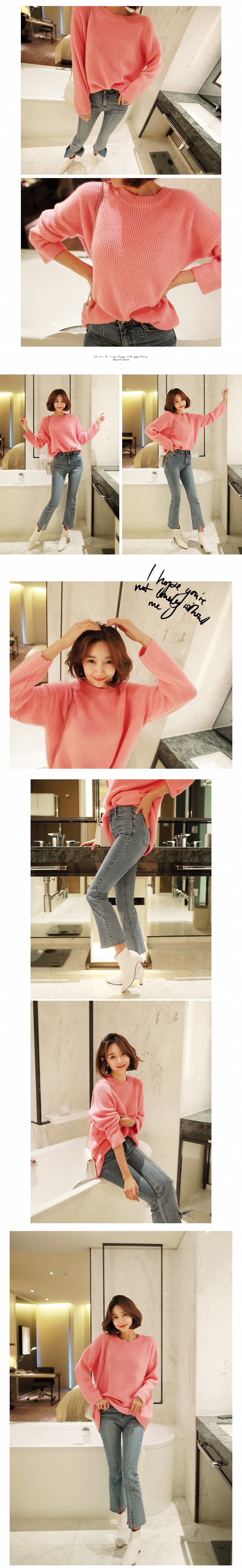 KOREA Angora Blend Sweater #Pink One Size(Free) [Free Shipping]