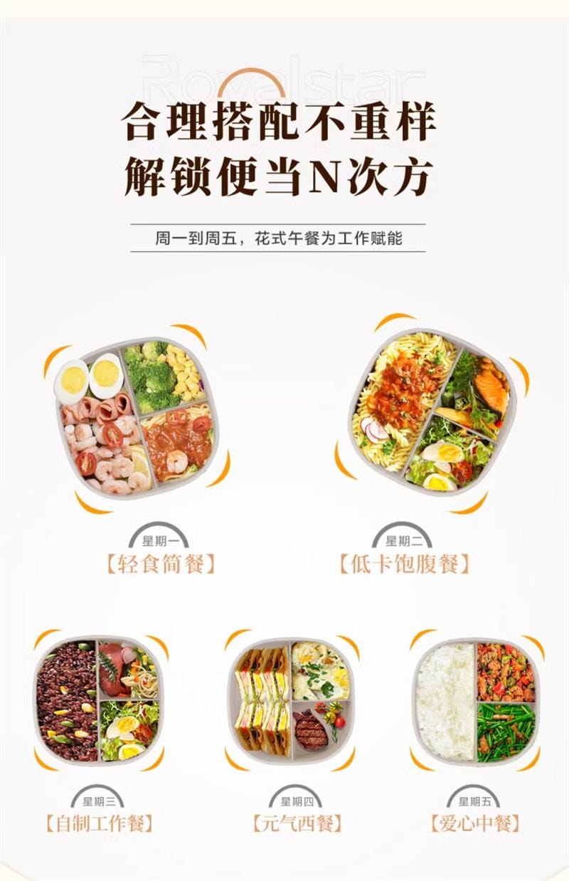 【中国直邮】 荣事达 免注水电热饭盒加热可插电保温自热饭菜热饭神器 米白色 1.2L 1个装