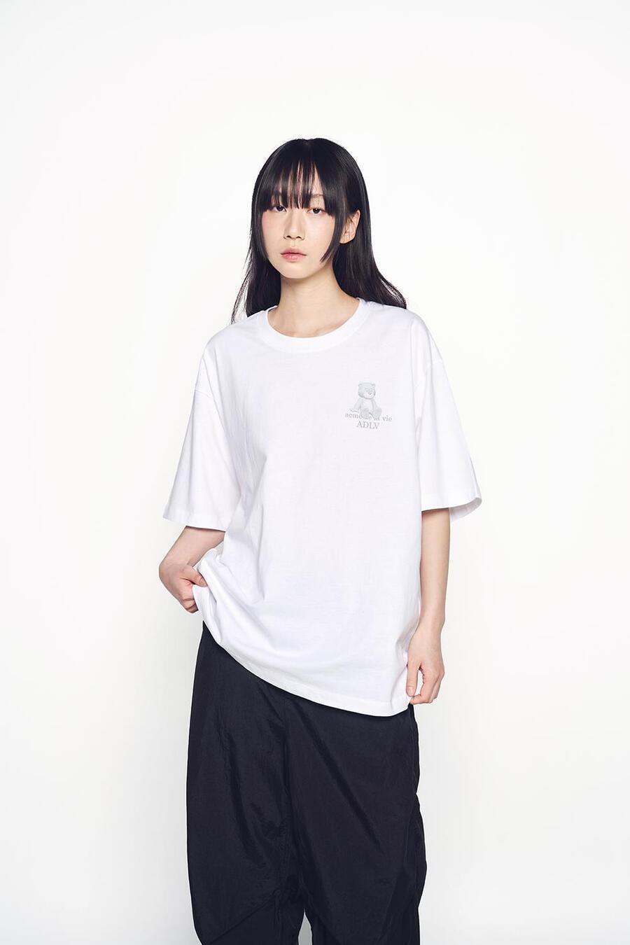 【韓國直郵】 韓國 acmé de la vie ADLV AC BEAR 單色基本款 LOGO 短袖 T 卹 白色 2