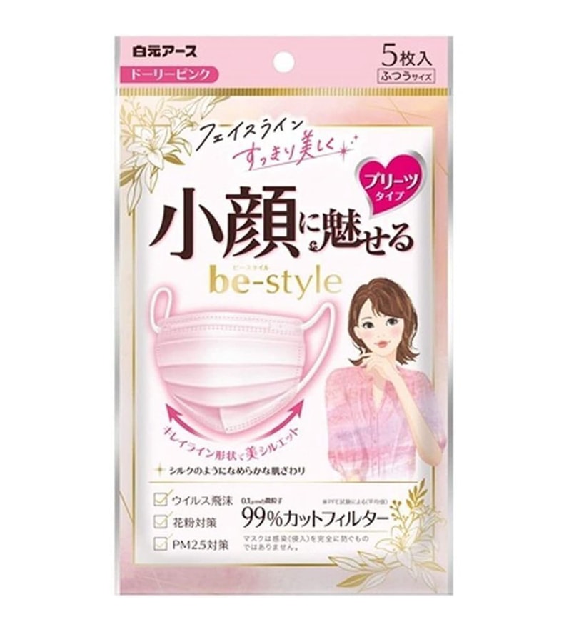 【日本直郵】日本 Hakugen Earth 白元株式會社 小顏口罩 粉紅色 5枚