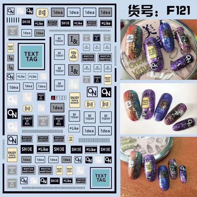 Manzilin nail stickers wholesale 3D paste alphanumeric nail stickers nail decoration decals #121