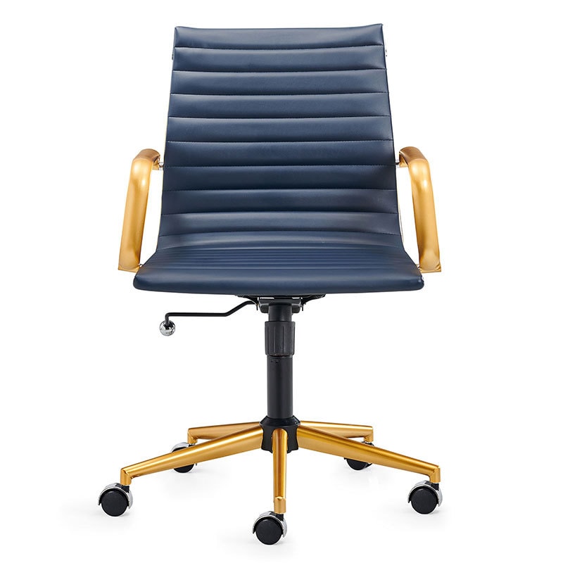 【美国现货】LUXMOD会议办公椅 蓝色+金色扶手底座 单人位
