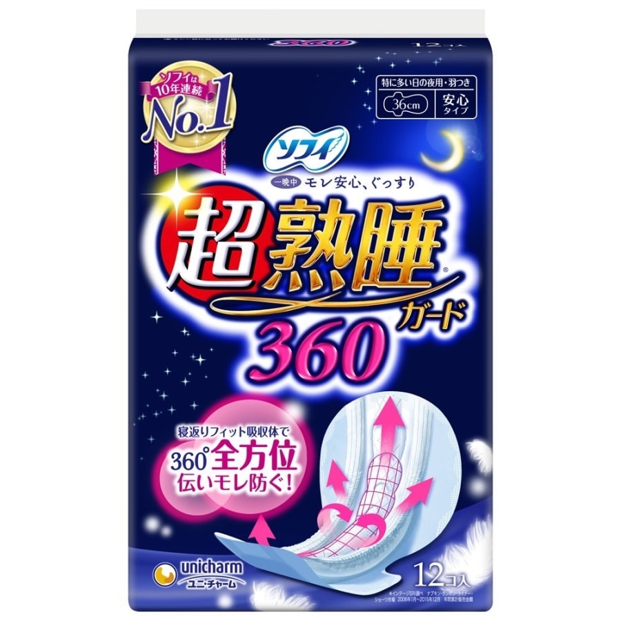 SOFY Overnight Sanitary Napkin With Wings 36cm 12pads