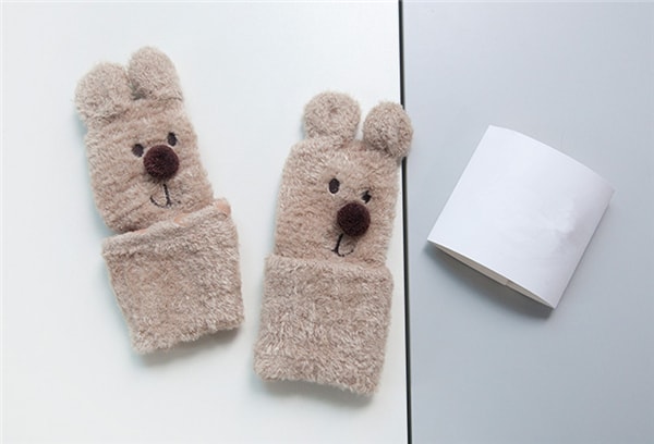 独角定制 家居地板袜睡眠袜女 可爱动物熊加厚保暖防滑袜子 1双